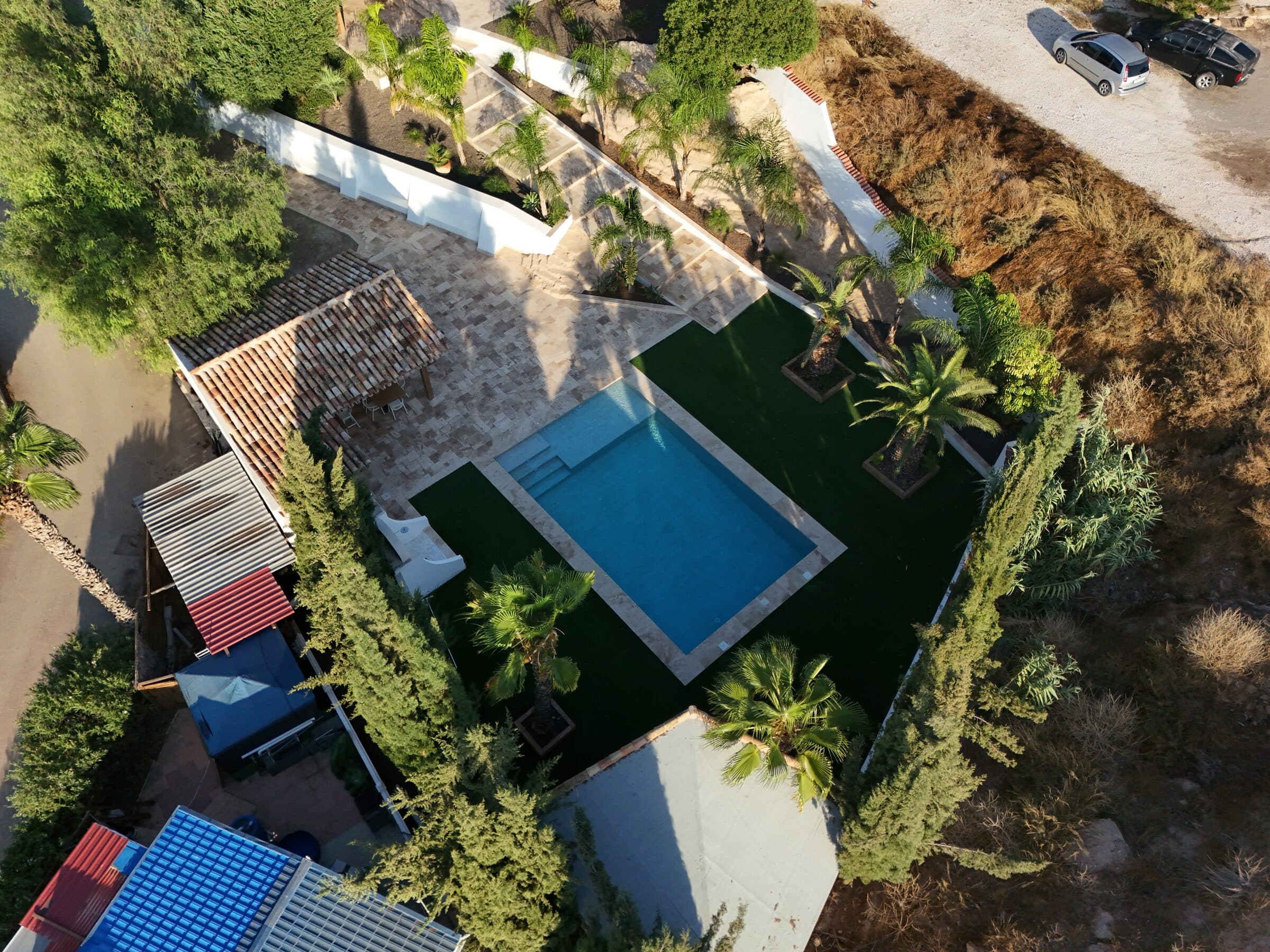 Vista aérea de la piscina